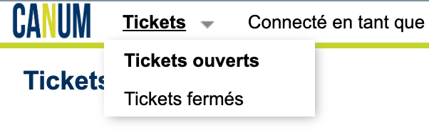 menu tickets ouverts ou fermés